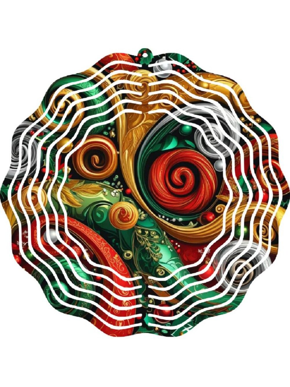 10" Christmas Wind Spinner Outdoor Metal Whimsical Swirls Ornament Holiday Decor